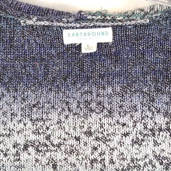 Earthbound Trading Variegated Open Cardigan Hoodie Black Teal Gray L - Picture 2 of 6